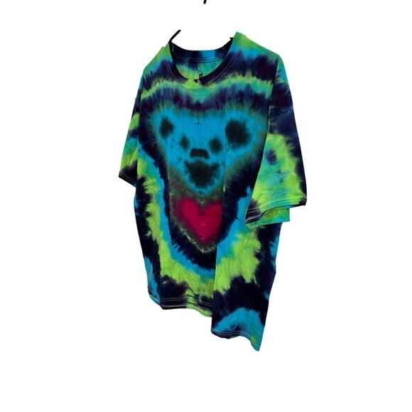 Tie-Dye Bear Face Heart Graphic Hanes ComfortSoft T-Shirt Grateful Dead Sz XL - Picture 3 of 8